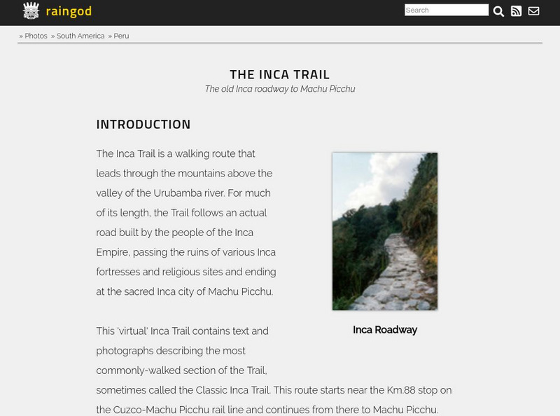 Rain God: The Inca Trail and Machu Picchu Handout