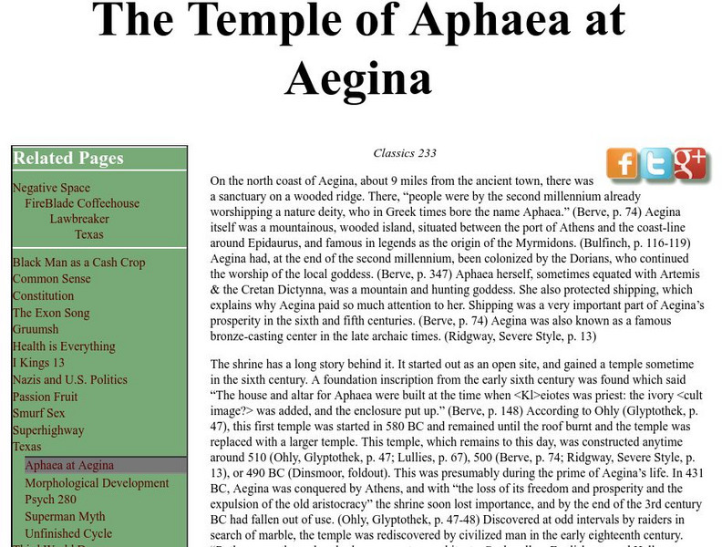 The Temple of Aphaea at Aegina Handout