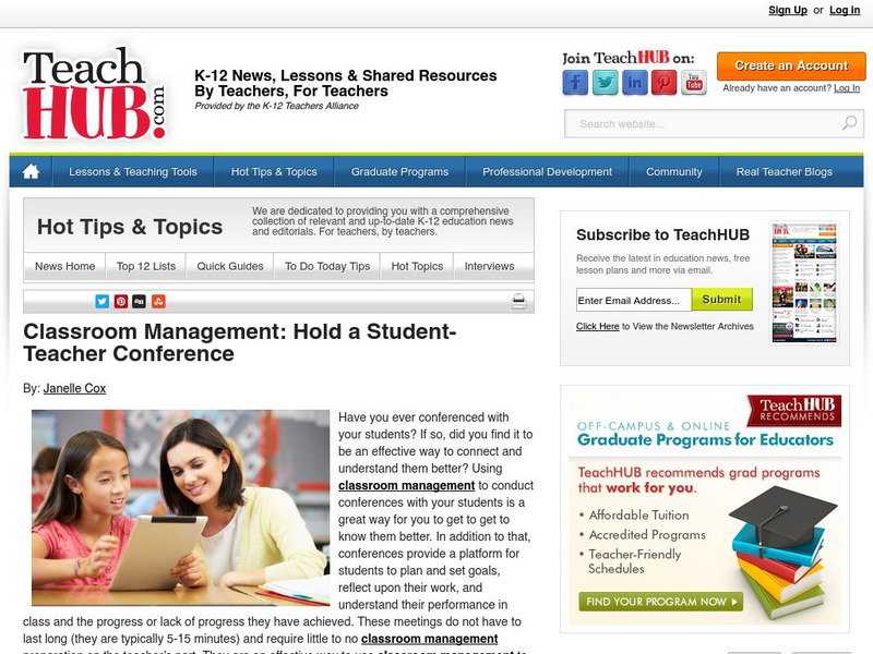 Teach Hub: Classroom Management: Hold a Student Teacher Conference Professional Doc Teach Hub: Classroom Management: Hold a Student Teacher Conference Professional Doc