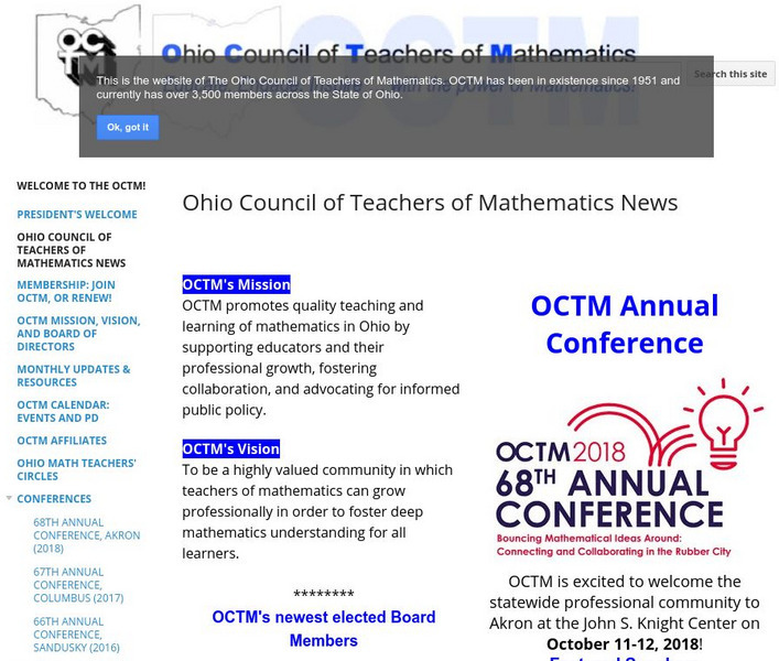 Ohio Council of Teachers of Mathematics Website Ohio Council of Teachers of Mathematics Website