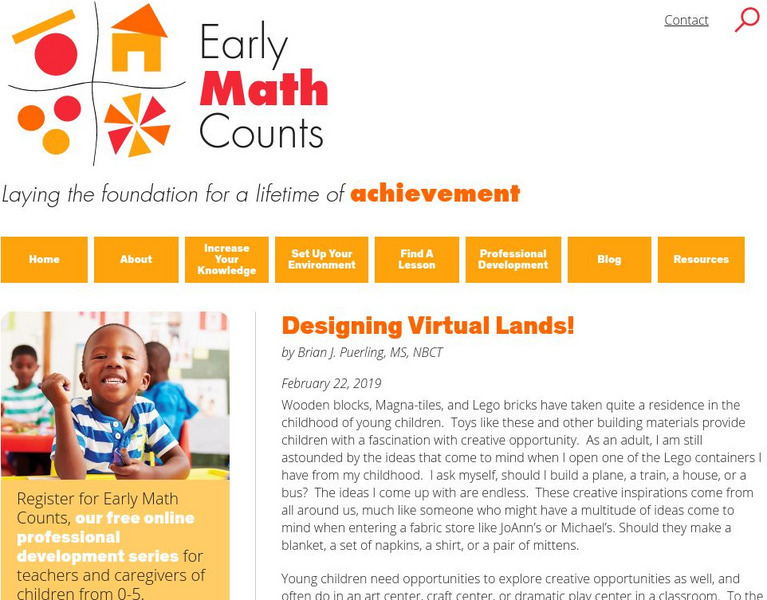 University of Illinois: Early Math Counts: Designing Virtual Lands! Article