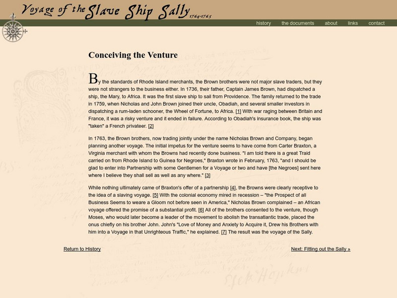 Brown University Library: Voyage of the Slave Ship Sally: 1764 65 Activity Brown University Library: Voyage of the Slave Ship Sally: 1764 65 Activity