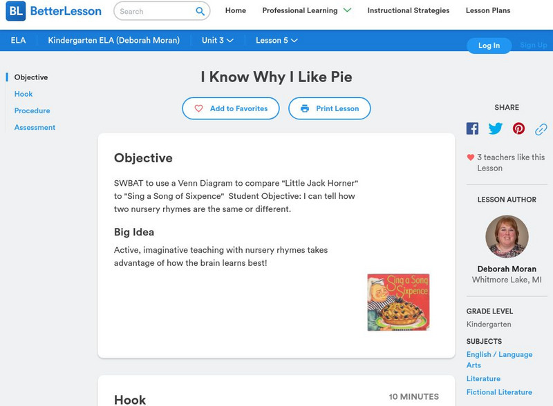 Better Lesson: I Know Why I Like Pie Lesson Plan Better Lesson: I Know Why I Like Pie Lesson Plan