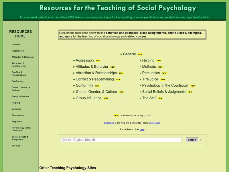 Crow: Resources for the Teaching of Social Psychology Website Crow: Resources for the Teaching of Social Psychology Website