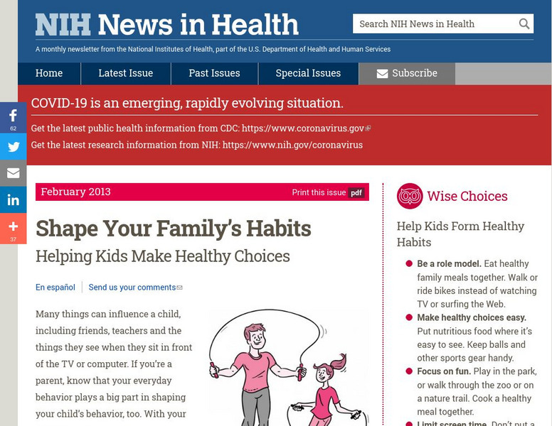 National Institute of Health: Shape Your Family's Habits Article National Institute of Health: Shape Your Family's Habits Article