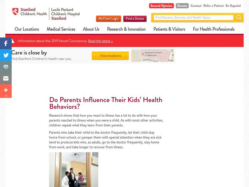 Stanford Children's Health: Do Parents Influence Their Kid's Health Behaviors? Article Stanford Children's Health: Do Parents Influence Their Kid's Health Behaviors? Article