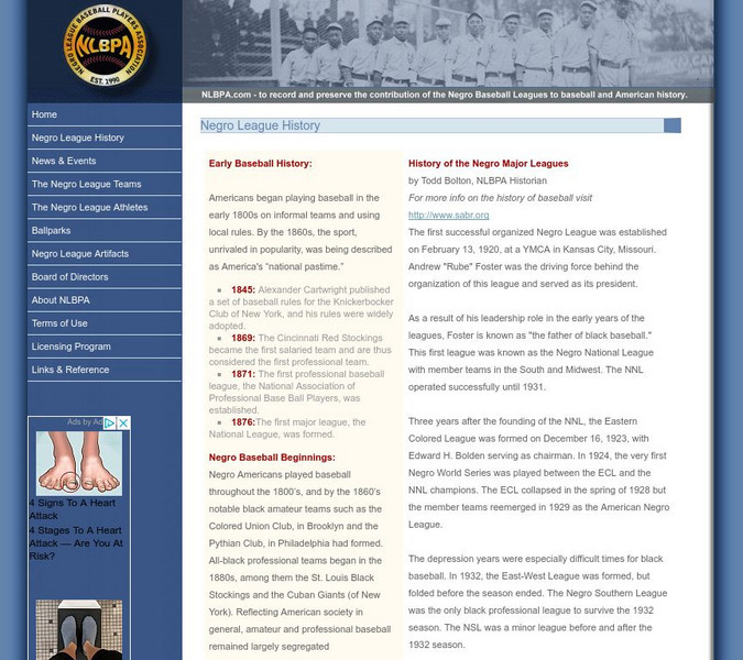 Nlbpa: Negro Leagues Baseball History Website