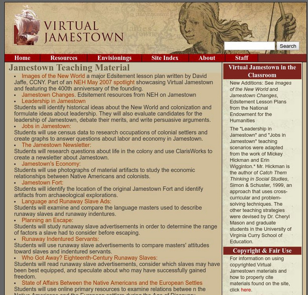 Virtual Jamestown: Jamestown Teaching Material Website