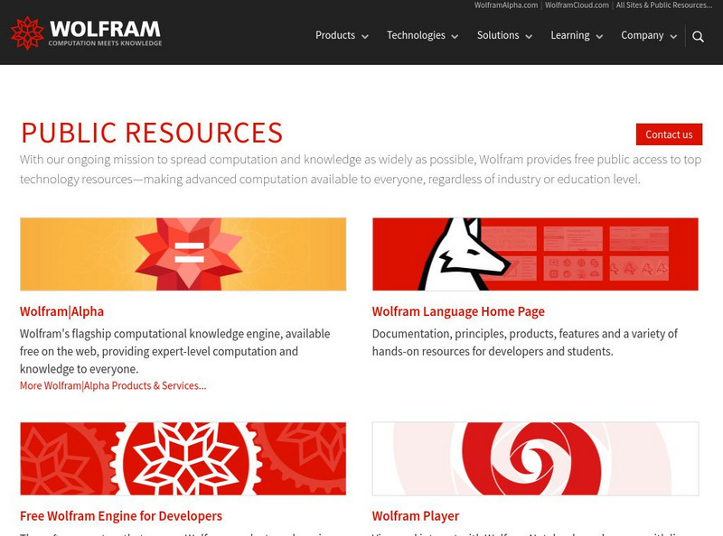 Wolfram Web Resources: Math and Science Resources Activity