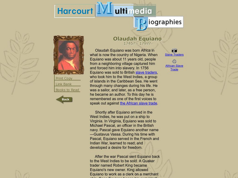 Harcourt: Biographies: Olaudah Equiano Website Harcourt: Biographies: Olaudah Equiano Website