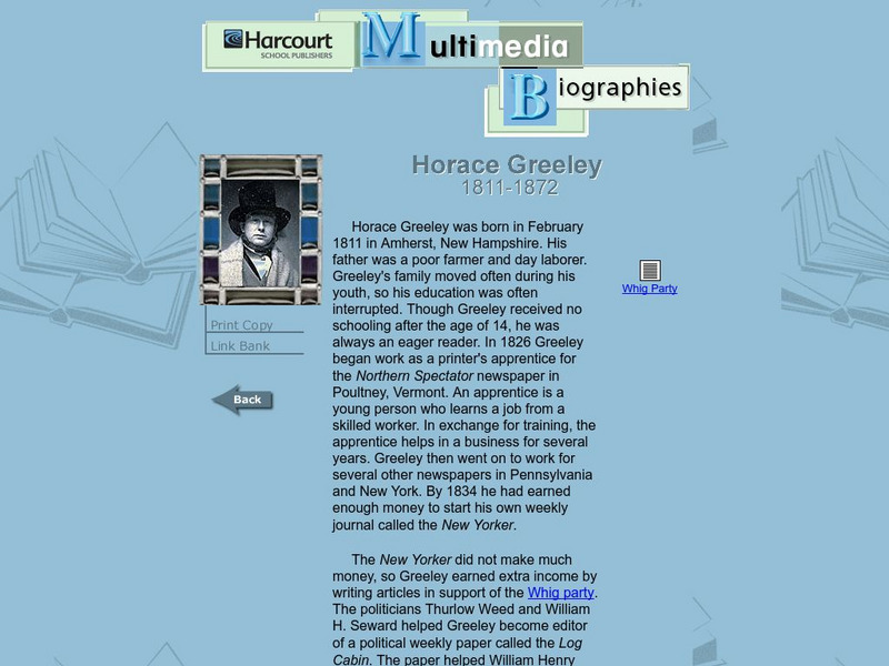 Harcourt: Biographies: Horace Greeley Website Harcourt: Biographies: Horace Greeley Website