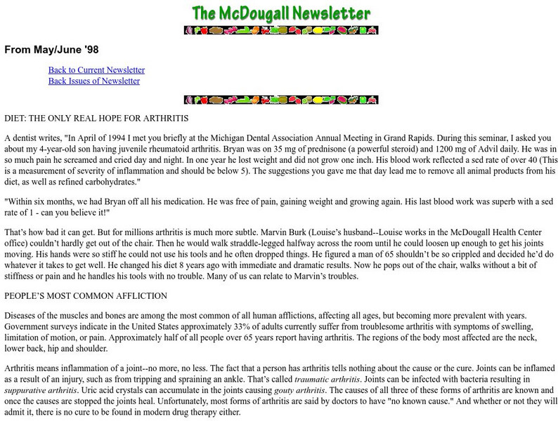 Diet: The Only Real Hope for Arthritis Website Diet: The Only Real Hope for Arthritis Website