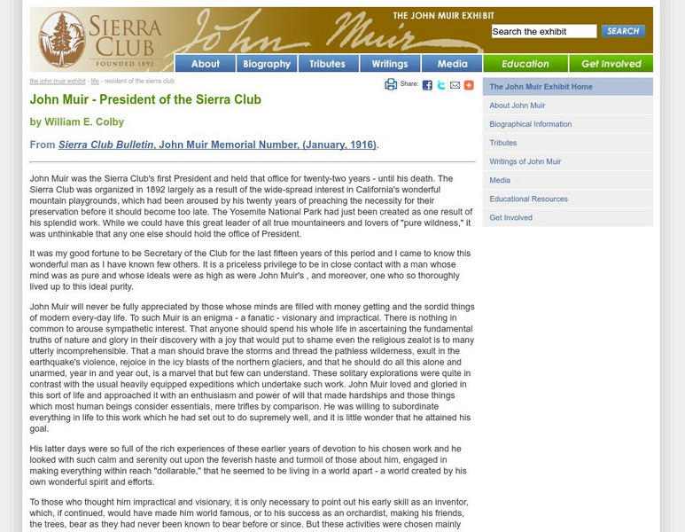 Sierra Club: John Muir President of the Sierra Club Website