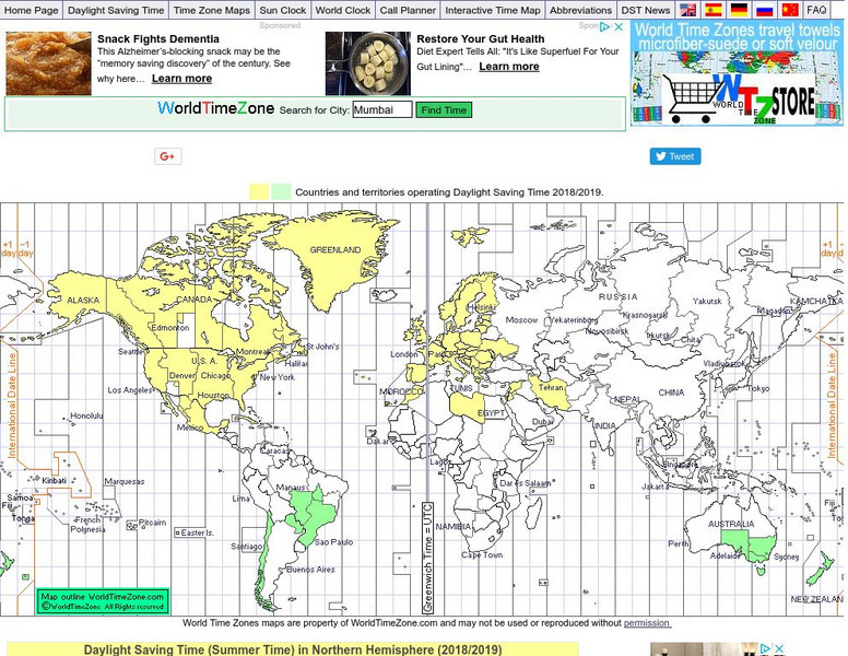 World Time Zone: Countries: Territories Operating Daylight Savings Time Graphic World Time Zone: Countries: Territories Operating Daylight Savings Time Graphic