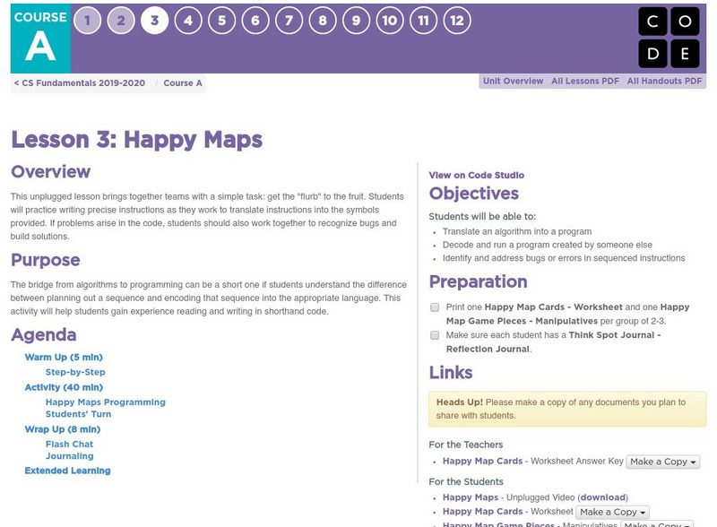 Code.org: Cs Fundamentals: Happy Maps Lesson Plan Code.org: Cs Fundamentals: Happy Maps Lesson Plan