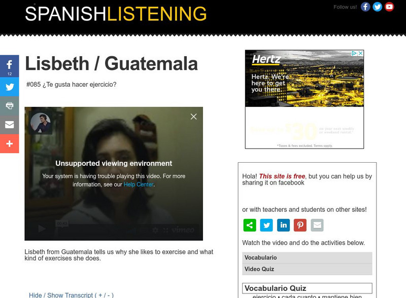 Spanishlistening: #085 Te Gusta Hacer Ejercicio? Activity Spanishlistening: #085 Te Gusta Hacer Ejercicio? Activity