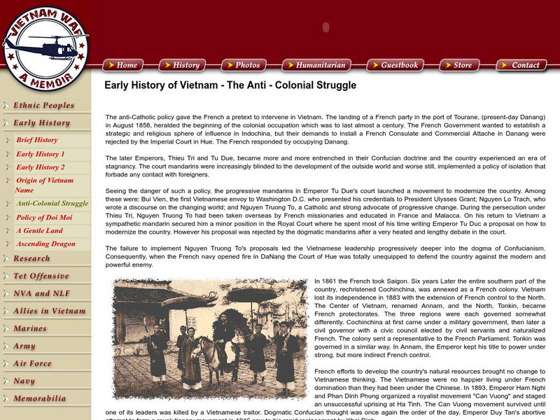 Vets With a Mission: Early History of Vietnam: The Anti Colonial Struggle Website Vets With a Mission: Early History of Vietnam: The Anti Colonial Struggle Website