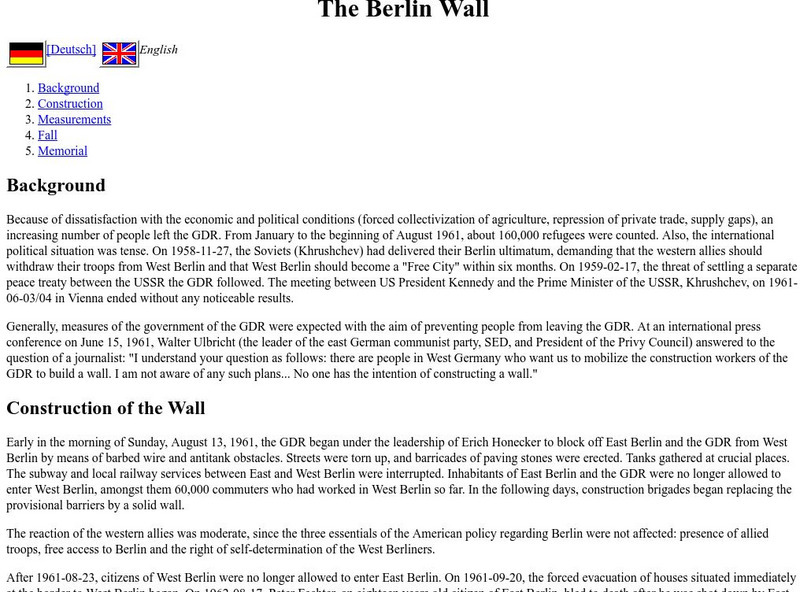 Benutzerseiten: Berlin Wall Handout Benutzerseiten: Berlin Wall Handout