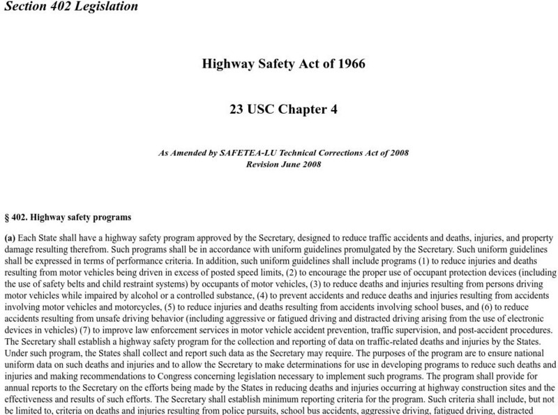 Nhtsa: Highway Safety Act of 1966 Primary Nhtsa: Highway Safety Act of 1966 Primary