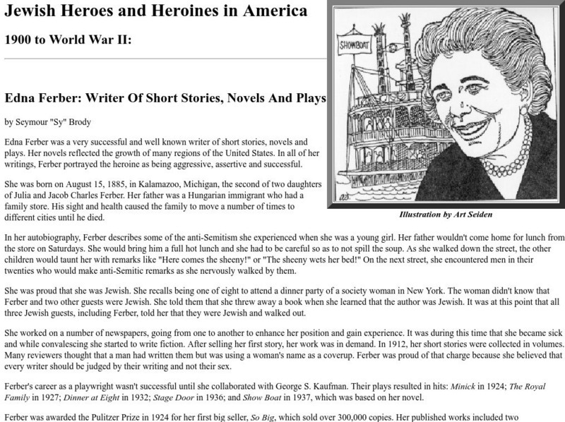 Jewish Heros in America: Edna Ferber Website Jewish Heros in America: Edna Ferber Website