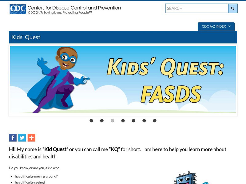 Centers for Disease Control: Kids' Quest on Disability and Health Website