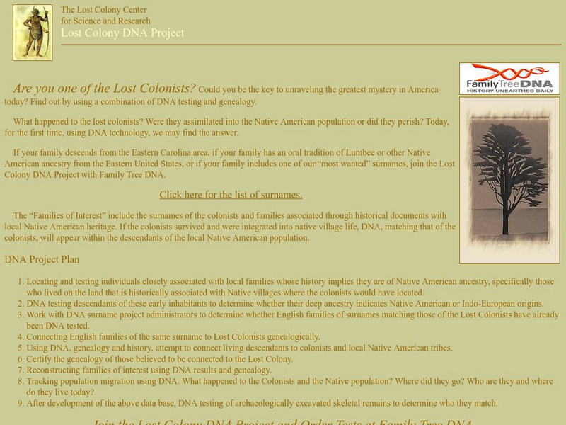 Lost Colony Center for Science and Research: Lost Colony Dna Project Website