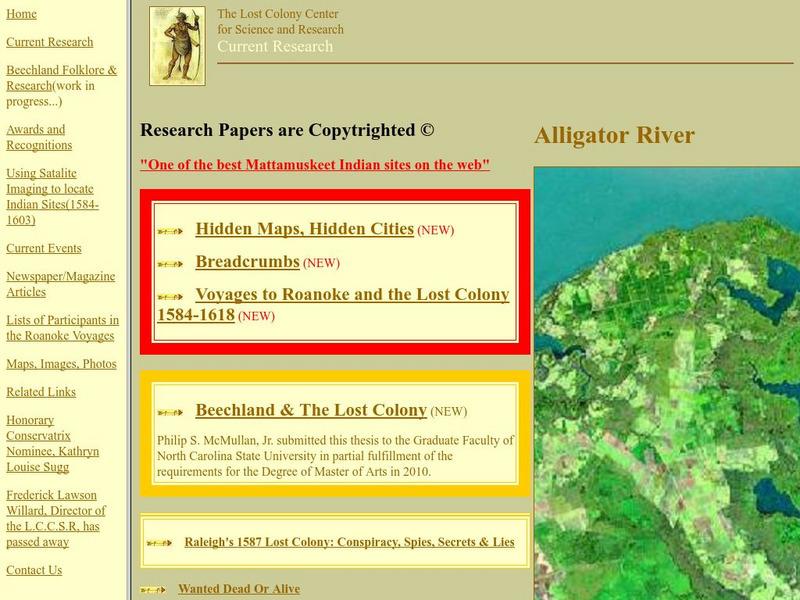 Lost Colony Center for Science and Research: Current Research Website