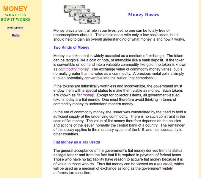 Money: Money Basics Activity Money: Money Basics Activity
