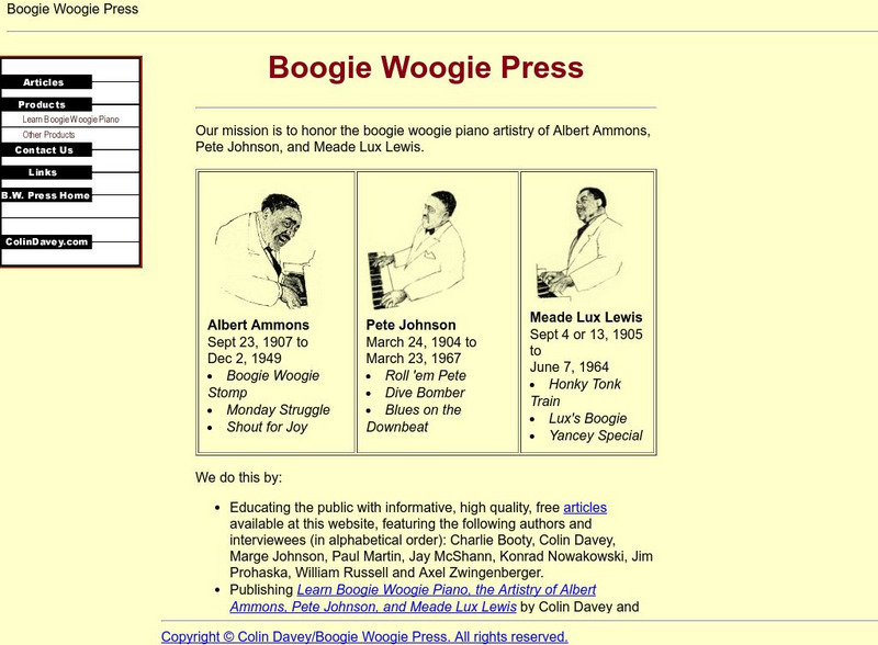 Colin Davey: The Boogie Woogie Press Website Colin Davey: The Boogie Woogie Press Website