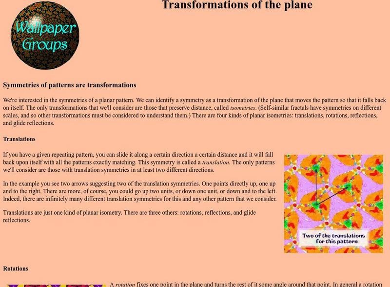 Clark University: Dave's Short Trig Course: Transformations of the Plane Unit Plan Clark University: Dave's Short Trig Course: Transformations of the Plane Unit Plan