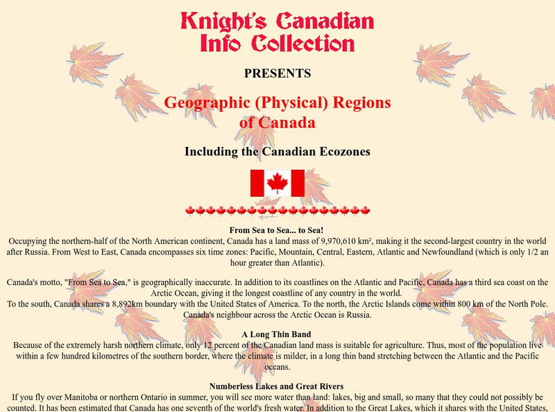 Knight's Canadian Info Collection: Geographic Regions of Canada Handout Knight's Canadian Info Collection: Geographic Regions of Canada Handout