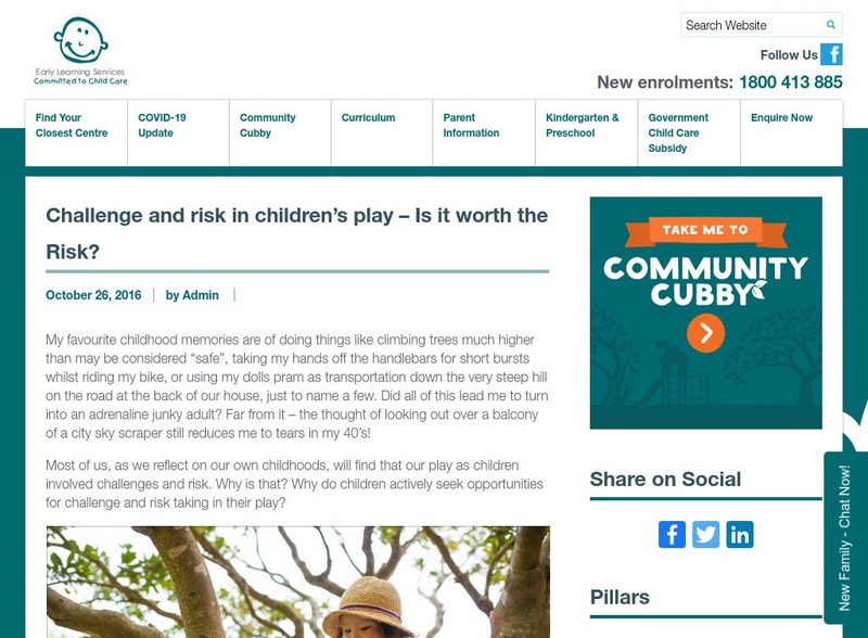 Early Learning Services: Challenge and Risk in Children's Play Article Early Learning Services: Challenge and Risk in Children's Play Article