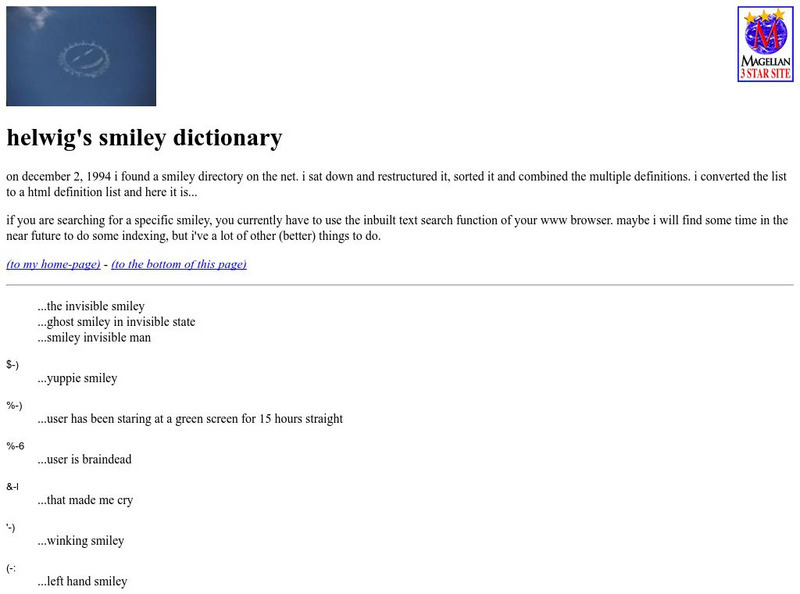 Technical Univ. Of Vienna: Helwig's Smiley Dictionary Website Technical Univ. Of Vienna: Helwig's Smiley Dictionary Website