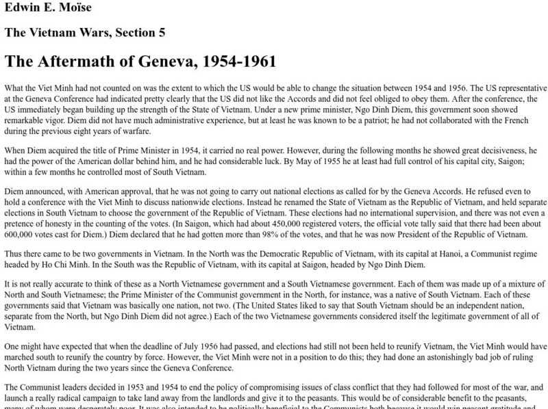 The Vietnam Wars (Section 5): The Aftermath of Geneva, 1954 1961 eBook