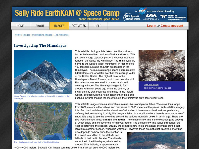 Nasa: Sally Ride Earth Kam: Investigating the Himalayas Website Nasa: Sally Ride Earth Kam: Investigating the Himalayas Website
