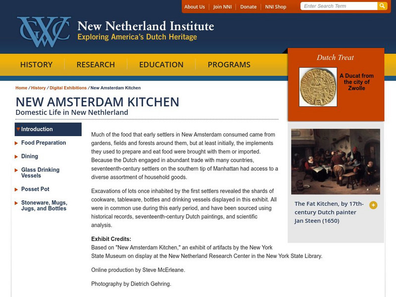 New Netherland Institute: New Amsterdam Kitchen: Domestic Life in New Netherland Handout New Netherland Institute: New Amsterdam Kitchen: Domestic Life in New Netherland Handout