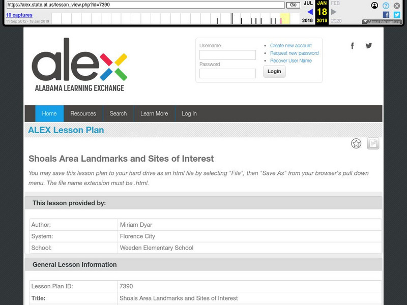Alex: Shoals Area Landmarks and Sites of Interest Lesson Plan Alex: Shoals Area Landmarks and Sites of Interest Lesson Plan