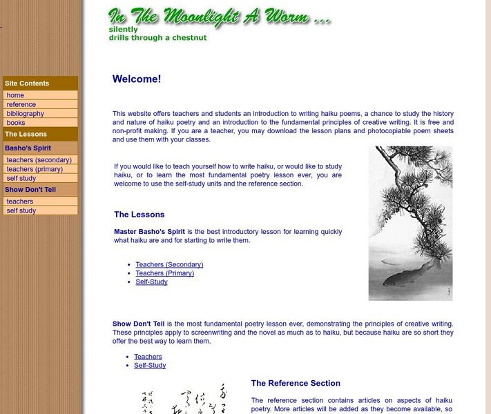 In the Moonlight a Worm Haiku Homepage Activity In the Moonlight a Worm Haiku Homepage Activity