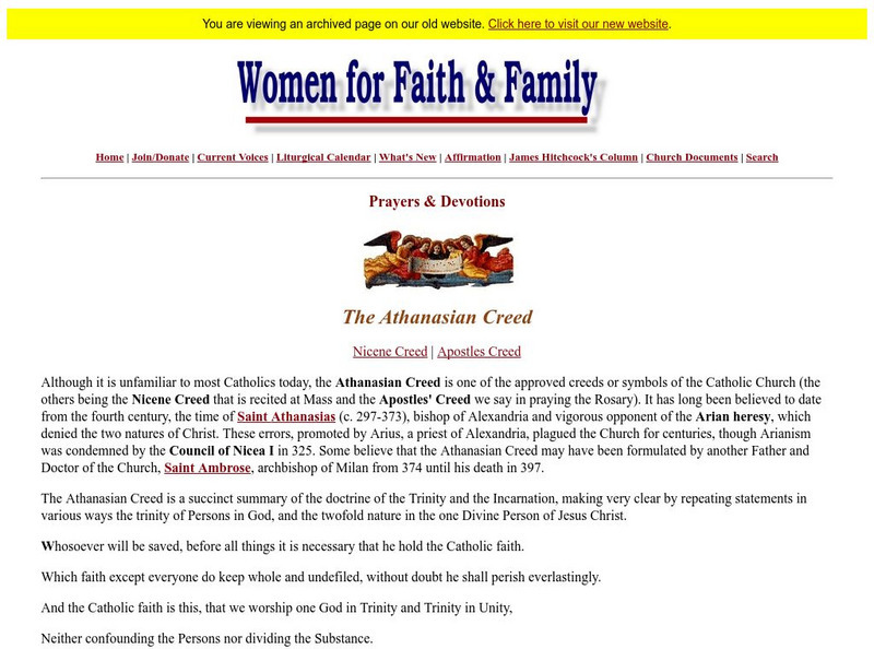 Women for Faith & Family: The Athanasian Creed Website