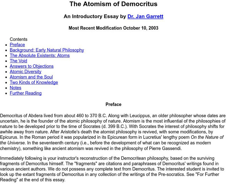 Western Kentucky University: The Atomism of Democritus Article Western Kentucky University: The Atomism of Democritus Article