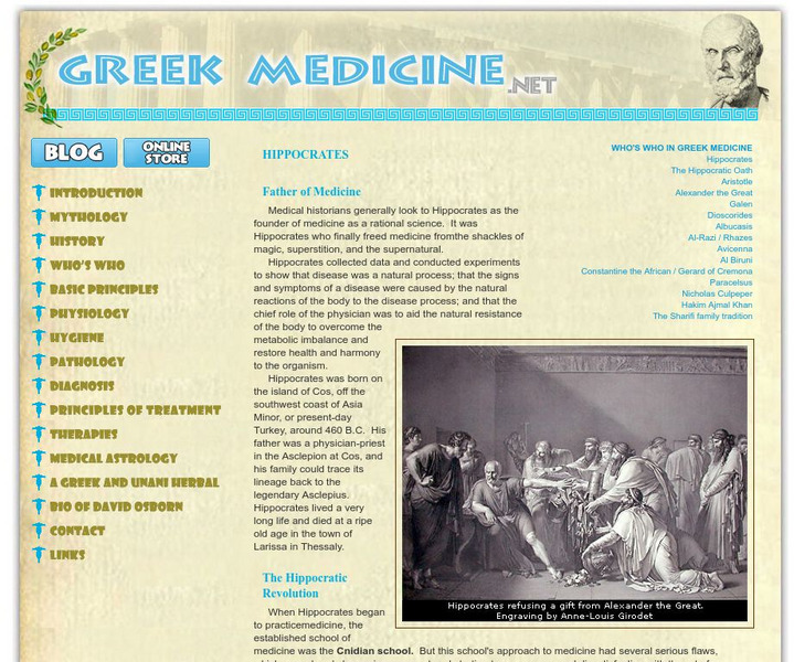 Greek Medicine: Hippocrates: Father of Medicine Handout