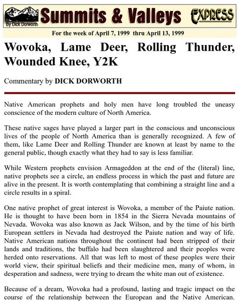Idaho Mountain Express: Wovoka, Lame Deer, Rolling Thund Website Idaho Mountain Express: Wovoka, Lame Deer, Rolling Thund Website