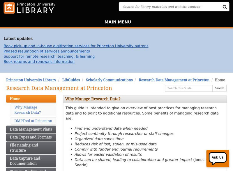 Princeton: Research Data Management at Princeton Article Princeton: Research Data Management at Princeton Article