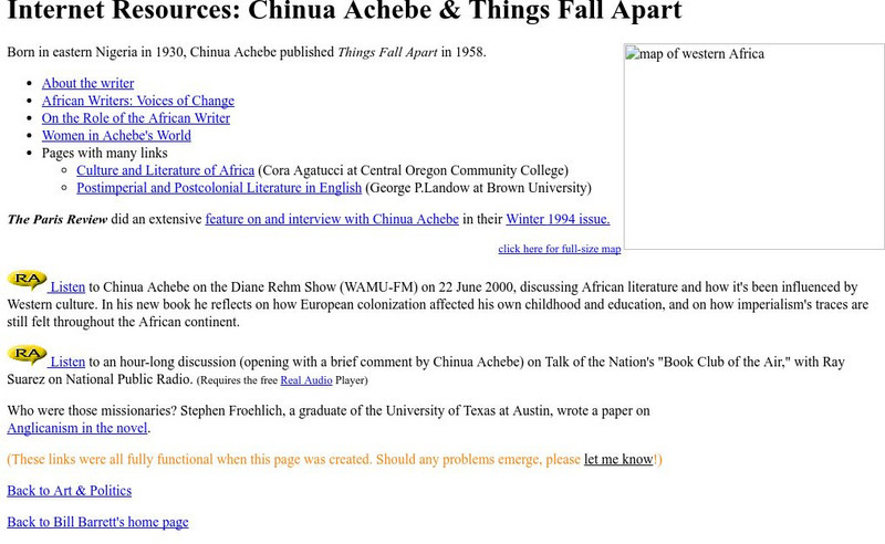 Internet Resources: Chinua Achebe & Things Fall Apart Unit Plan Internet Resources: Chinua Achebe & Things Fall Apart Unit Plan