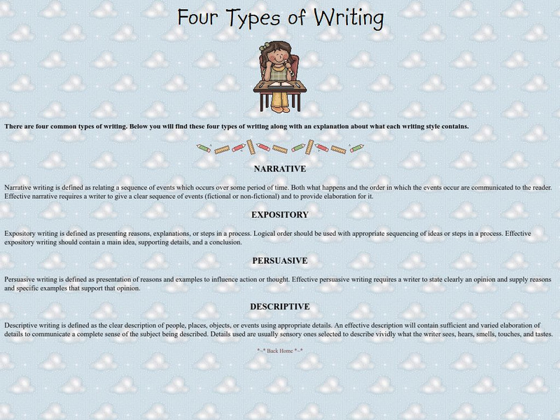 Sanchezclass.com: Four Types of Writing Handout Sanchezclass.com: Four Types of Writing Handout