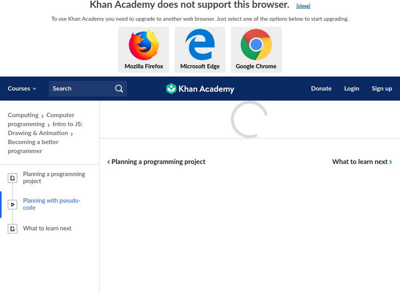 Khan Academy: Planning With Pseudo Code Instructional Video