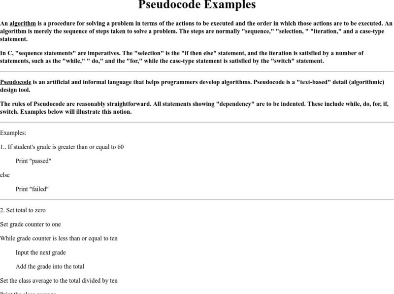 Unf: Pseudocode Examples Handout