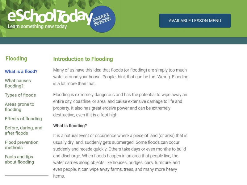 E School Today: Your Cool Facts and Tips on Flooding Handout E School Today: Your Cool Facts and Tips on Flooding Handout