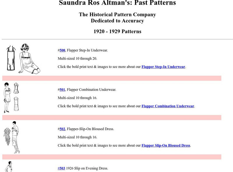 Past Patterns: 1920 1929 Patterns Website