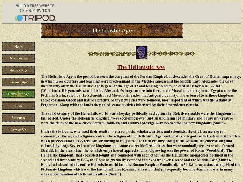 The Eras and Sculptures in Greek History: The Hellenistic Age Handout The Eras and Sculptures in Greek History: The Hellenistic Age Handout